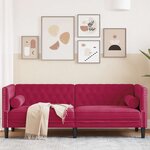 vidaXL Canapé Chesterfield avec traversins 3 places velours