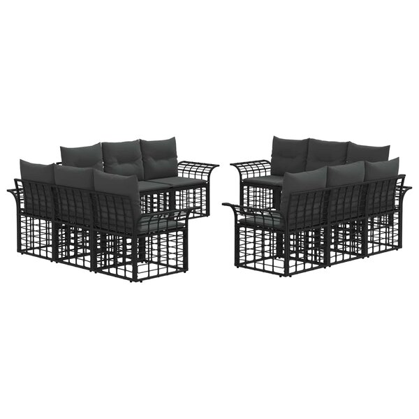 vidaXL Ensemble de canapés d'extérieur 12 Pièces Noir et Gris foncé