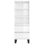 vidaXL Buffet haut Blanc brillant 40x36x110 cm Bois d'ingénierie