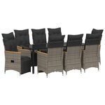 vidaXL Ensemble de salle à manger de jardin 9 pièces avec coussins en gris poly rattan