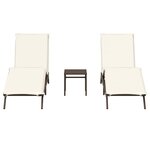vidaXL Chaises longues lot de 2 avec table marron résine tressée