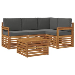 vidaXL Ensemble de canapés d'extérieur 5 Pièces Naturel et Anthracite