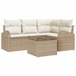 vidaXL Ensemble de canapé de jardin 5 Pièces Beige et blanc polyrotin