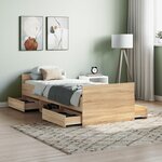 vidaXL Cadre de lit tête de lit et pied de lit chêne sonoma 75x190 cm