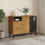 vidaXL Buffet avec porte vitrée FLAM 110x40x80 cm bois massif de pin