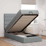 vidaXL Lit ottoman avec matelas et LED Gris clair 80x200cm tissu