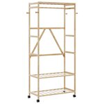 vidaXL Porte-vêtements et étagères et roulettes 90x40x179 5 cm bambou