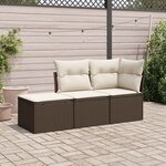 vidaXL Salon de jardin avec coussins 3 Pièces marron résine tressée