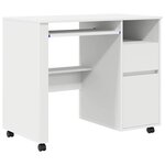 vidaXL Bureau avec roues Blanc 91 x 50 x 77 cm Bois d'ingénierie