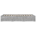 vidaXL Cadre de lit à tiroirs gris béton 135x190 cm bois d'ingénierie