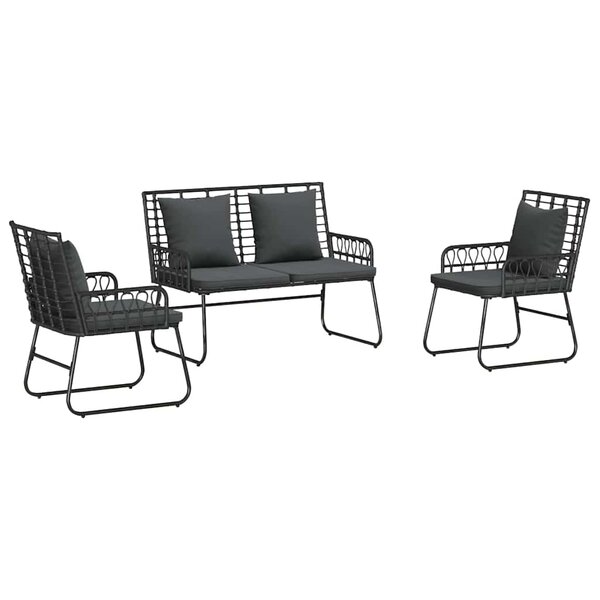 vidaXL Ensemble de salle à manger pour jardin 3 Pièces Noir et anthracite