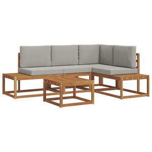 vidaXL 5 pc Ensemble de canapés d'extérieur Gris Naturel et Clair