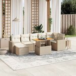 vidaXL Salon de jardin avec coussins 8 Pièces beige résine tressée