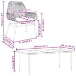 vidaXL Ensemble à manger de jardin coussins 7Pièces noir poly rotin verre