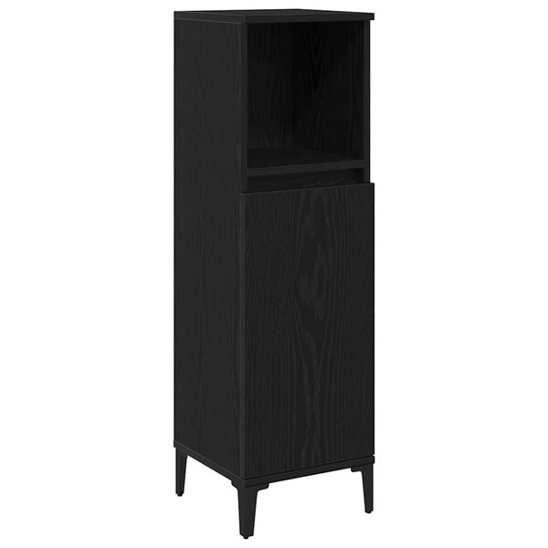 vidaXL Cabinet de salle de bain avec porte Chêne noir 30 x 30 x 100 cm