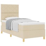 vidaXL Lit à ressorts avec tête de lit Crème 100 x 200 cm tissu