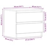 vidaXL Cabinet de chevet 2 Pièces Chêne noir 50 x 40 x 43.5 cm