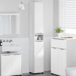 vidaXL Cabinet de salle de bain Blanc brillant 30 5 x 30 x 195 cm