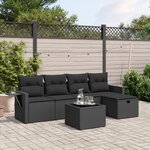 vidaXL Salon de jardin 6 Pièces avec coussins noir résine tressée