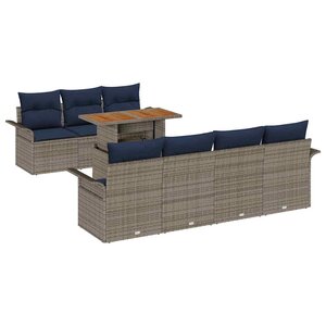 vidaXL Ensemble de canapé de jardin 8 Pièces Gris Poly rotin