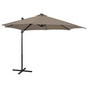 vidaXL Parasol de jardin en porte-à-faux et mât et lumières LED taupe