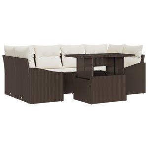 vidaXL Ensemble de canapés de jardin 7 pièces avec coussins en rattan synthétique marron