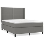 vidaXL Sommier à lattes de lit avec matelas Gris foncé 140x200cm Tissu