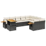 vidaXL Salon de jardin 10 Pièces avec coussins noir résine tressée