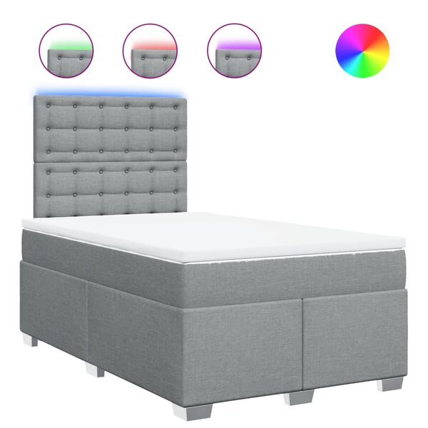 vidaXL Sommier à lattes de lit et matelas gris clair 120x190 cm tissu