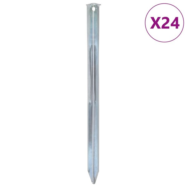 vidaXL Piquets de tente 24 Pièces 30 cm Ø20 mm acier galvanisé