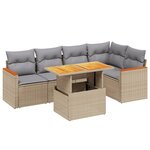 vidaXL Salon de jardin avec coussins 6 Pièces beige résine tressée