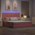vidaXL Lit de rangement LED avec matelas Rose 180 x 200 cm Velours