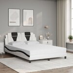vidaXL Lit Viana avec matelas blanc et noir 140x200 cm similicuir