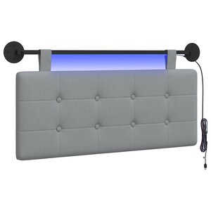 vidaXL Tête de lit suspendue Avec lumière LED Gris clair Tissu