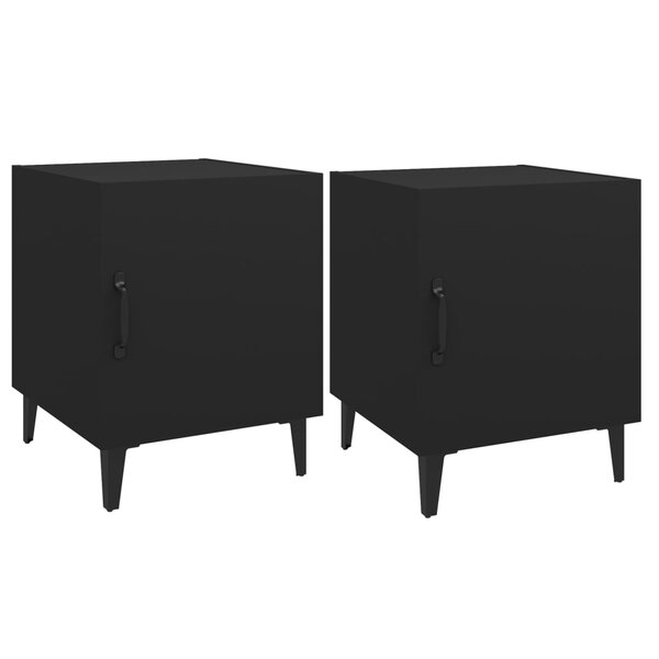 vidaXL Tables de chevet 2 Pièces Noir Bois d'ingénierie