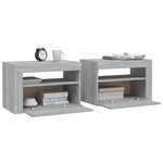 vidaXL Tables de chevet 2 Pièces avec LED sonoma gris 60x35x40 cm