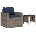 vidaXL Salon de jardin 4 Pièces avec coussins gris résine tressée