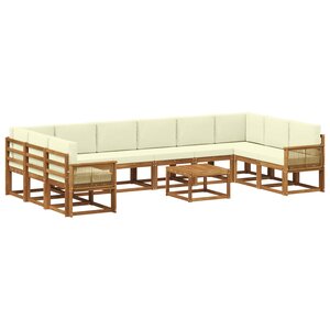 vidaXL Ensemble de canapés d'extérieur 11 pc Naturel et Crème