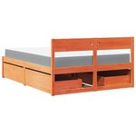 vidaXL Lit avec tiroirs/matelas cire marron 140x190 cm bois massif pin