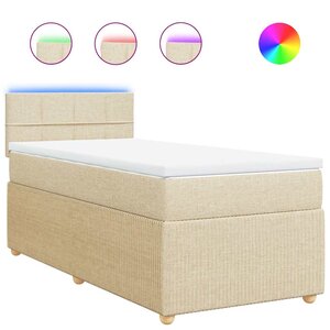 vidaXL Sommier à lattes de lit avec matelas Crème 100x200 cm Tissu