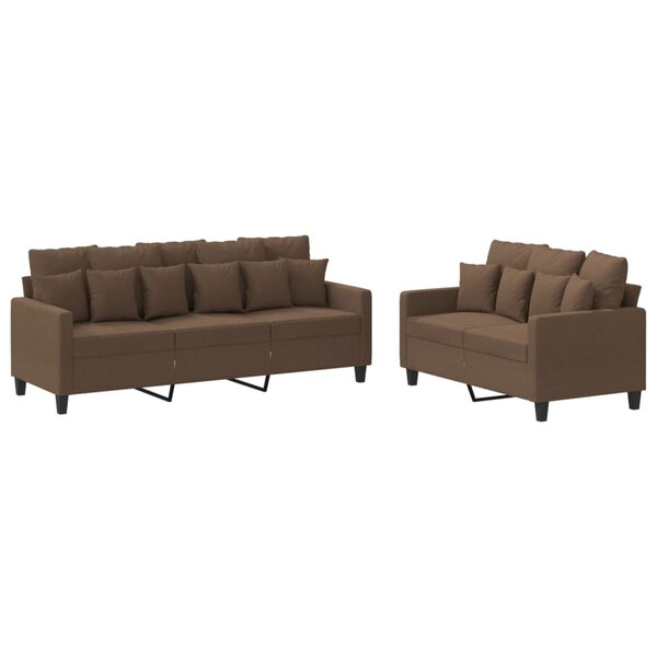 vidaXL Ensemble de canapés 2 Pièces avec coussins Marron Tissu