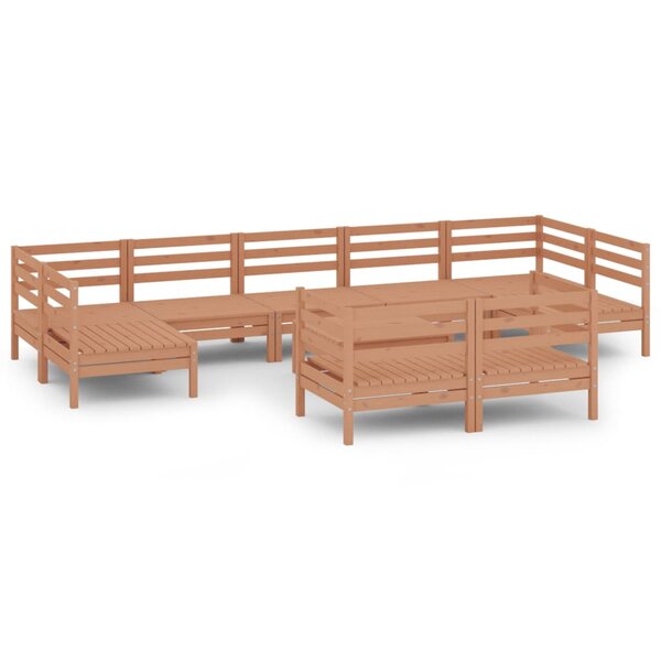 Salon de jardin meuble d'extérieur ensemble de mobilier 10 pièces marron miel bois de pin massif 02_0015270