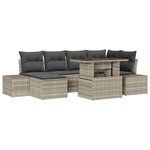 vidaXL Set de canapés de jardin 7 pièces avec coussins - Poly rotin gris clair