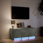 vidaXL Meuble TV avec LED gris béton 97x34x40 cm bois d'ingénierie