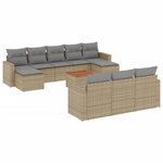 vidaXL Salon de jardin 11 Pièces avec coussins beige résine tressée