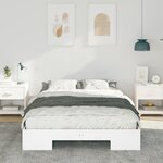 vidaXL Cadre de lit surélevé avec stockage Blanc Bois massif en pin