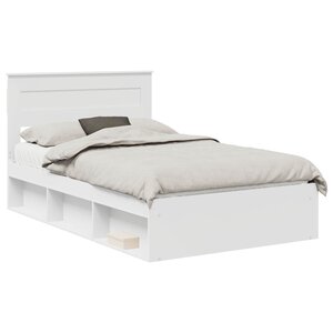 vidaXL Cadre de lit avec matelas Blanc 135 x 190 cm Pin massif