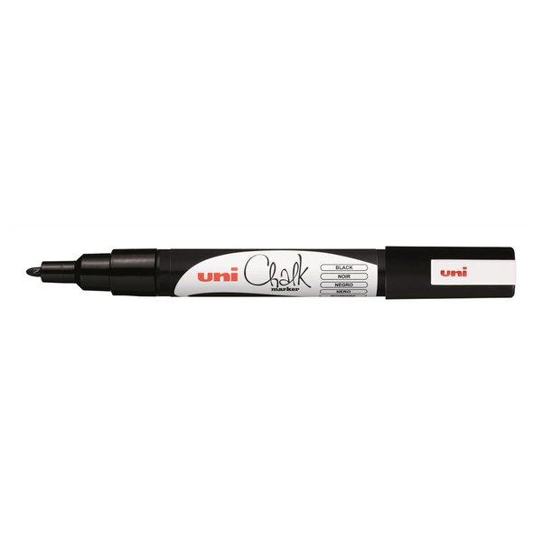 Marqueur craie pointe conique fine CHALK Marker PWE3MS 0,9 - 1,3mm Noir x 6 UNI-BALL