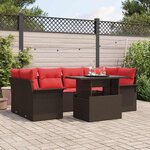 vidaXL Ensemble de canapé de jardin 7 Pièces Marron Poly rotin