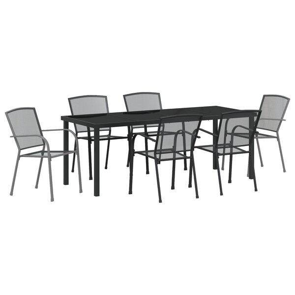 vidaXL Set de salle à manger de jardin 7 pièces en acier anthracite